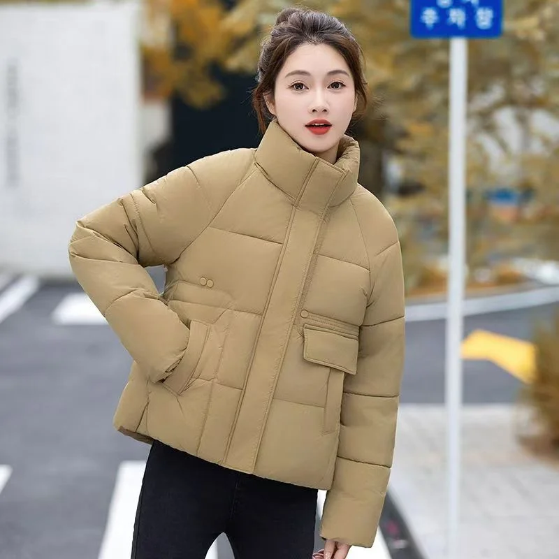 2024 Women's Short Autumn Winter Fashion Down Cotton-padded Coat Korean Stand Collar Thick Warm Joker Little Cotton-padded Coat