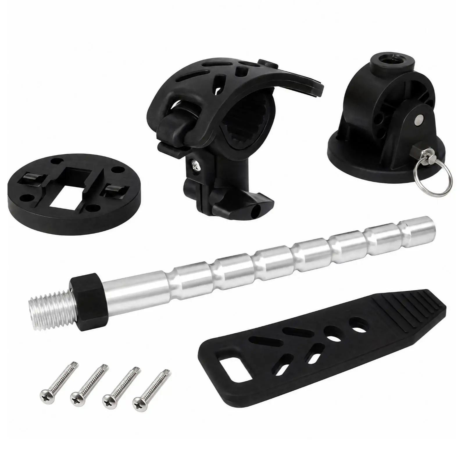 Fishing Boat Electric Motor Mount Bracket with Rotating Joint and Retaining Loop for Trolling Motor Installation