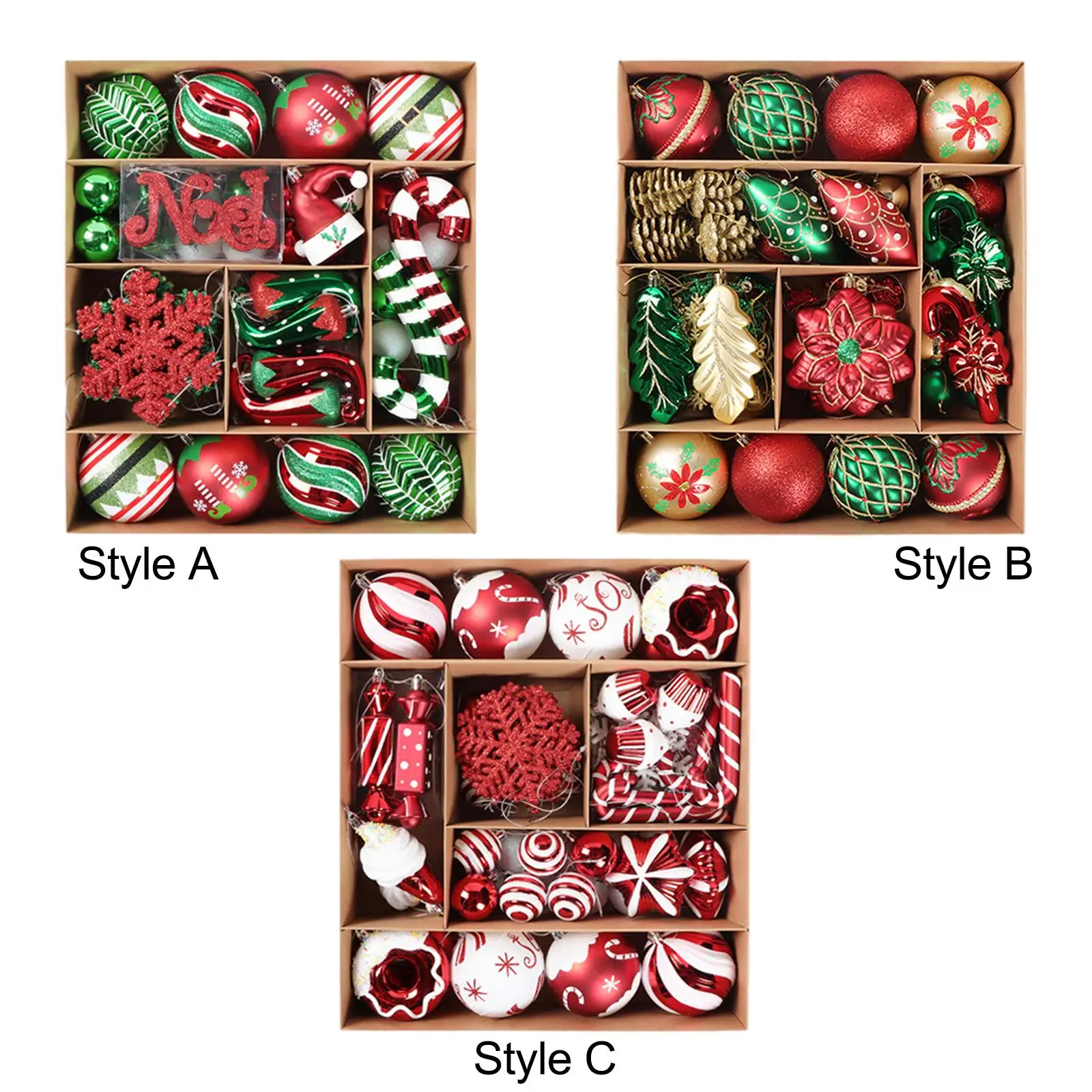 

70 шт., подвесные украшения для рождественской елки, подвесные капли, рождественский декор, набор украшений для рождественского шара для венка, дома, праздника