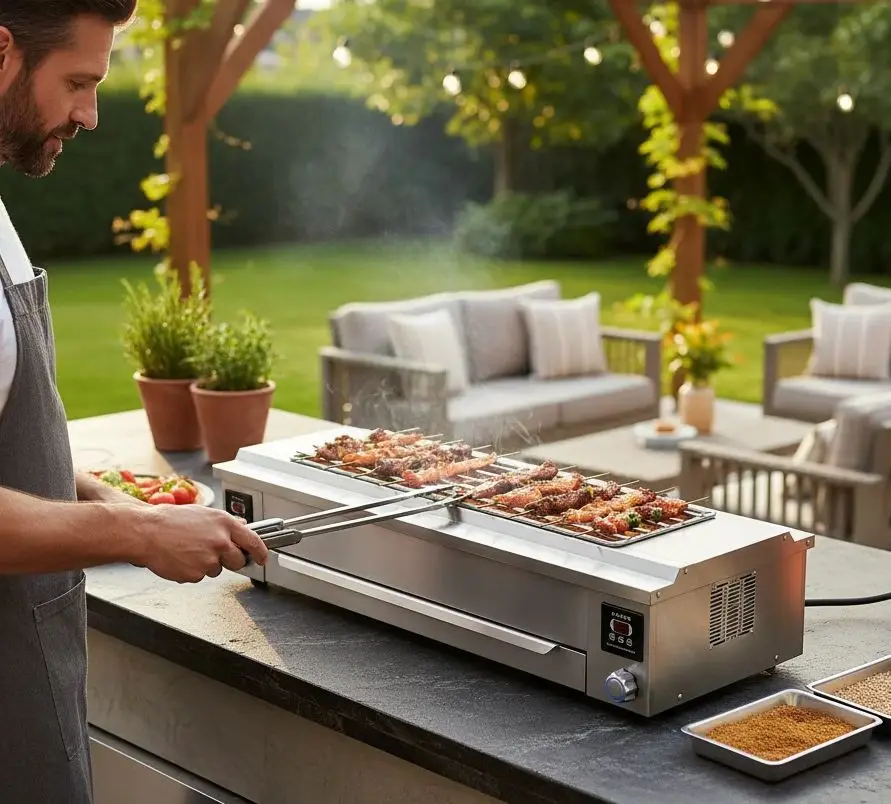 

Commercial Smoke-Free Barbecue Grill Gas/Electric Skewer Outdoor Stall Barbecue Machine for Restaurant Fast Food Restaurant