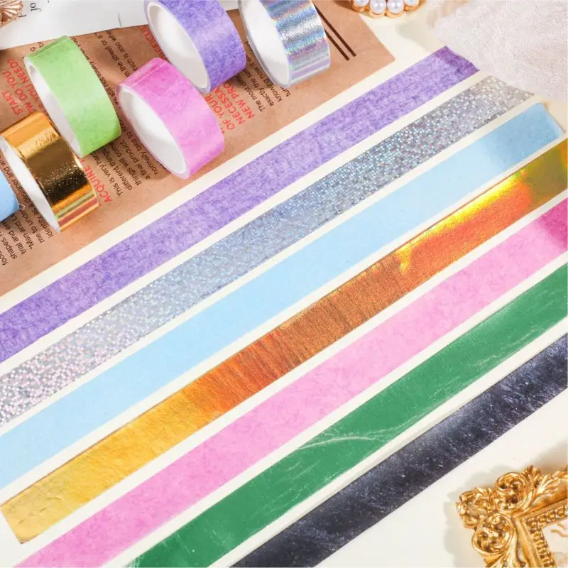 2 Rolls Washi Tape Set Gold Foil Washi Tape Colorful Washi Tape for Christams Decoration Scrapbooking Journal Planner DIY Crafts