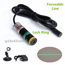 Focusable D18x65mm 520nm 10mw 20mw 30mw 50mw 100mw Green Line Laser Module (FREE with EU Adapter ) for Cutting Positioning