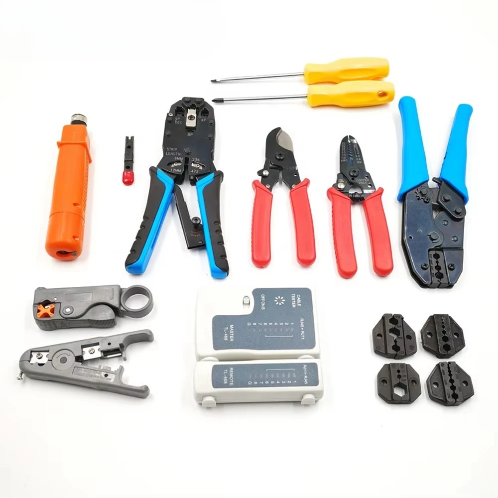 HT-K4015 Manufacture Fiber Optic Tool Box Rj45 Networking Tool Kit for Cable Installation and Tester