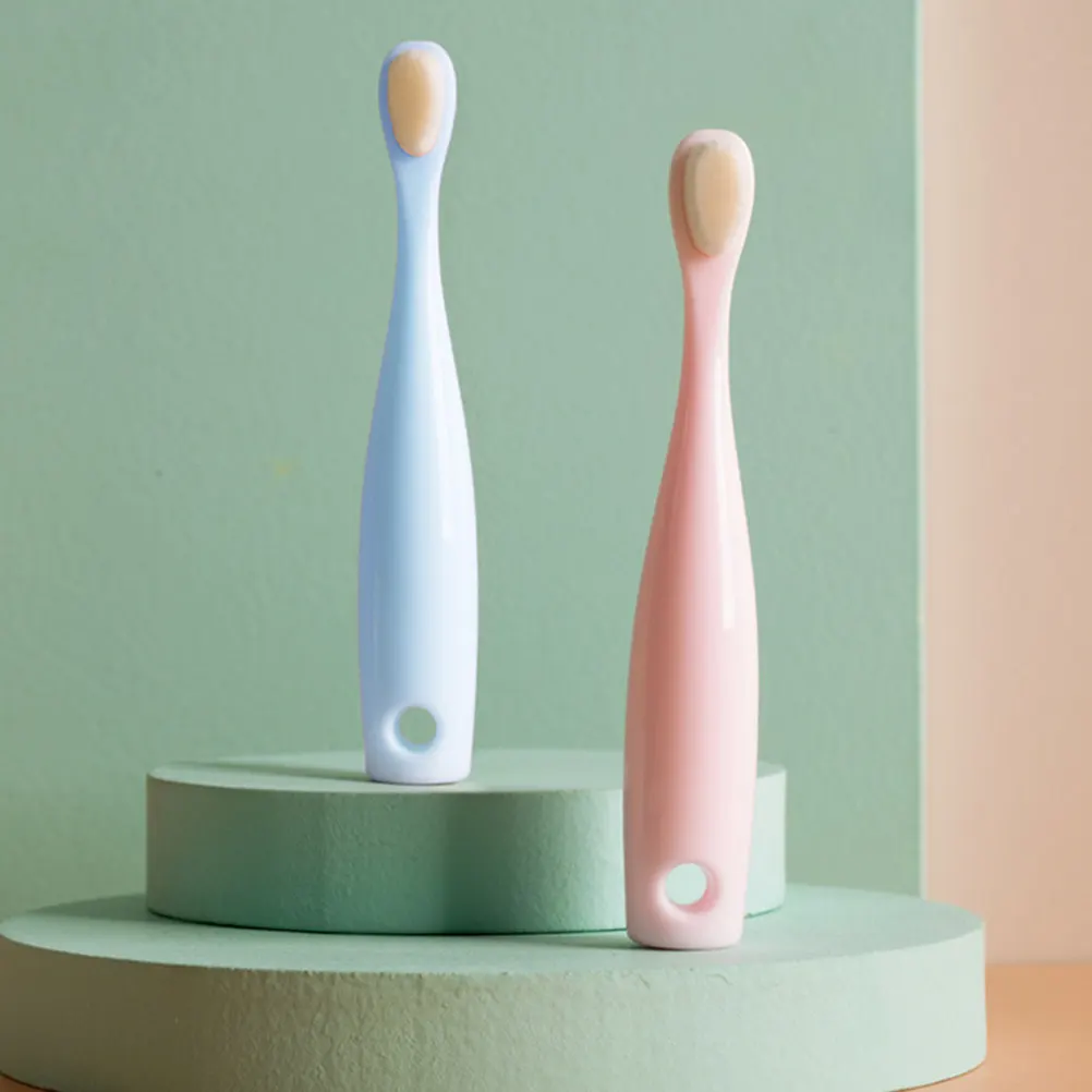 

2pcs Baby Toothbrush Infant Dental Care Brush Soft Bristle For Toddler Teeth Cleaning Portable Kids Tongue Cleaner