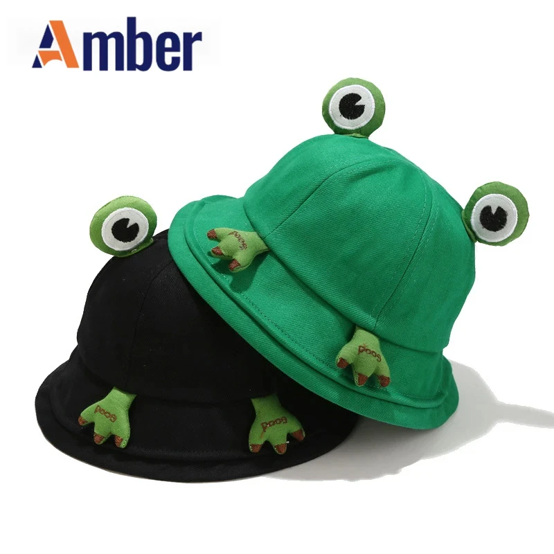 

Amber Children Frog Bucket Hat With Ear Panama Fisherman Hats For Men Women Kids Cartoon Cute Summer Outdoor Travel Sun Bob Cap