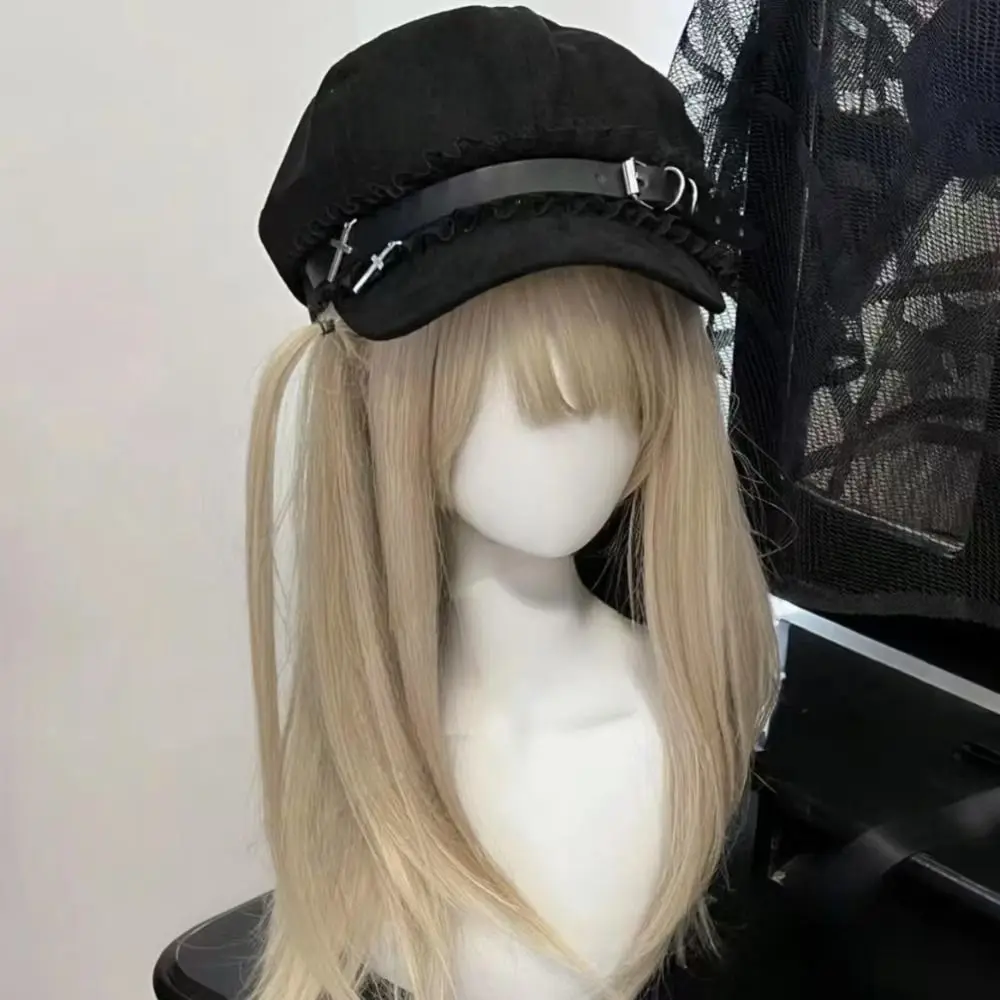 Harajuku الحلو كول نمط مثمنة قبعة Bowknot الدانتيل غرزة المرأة Y2k القبعات Kawaii أسود أزرق الرسام قبعة قبعات البيسبول