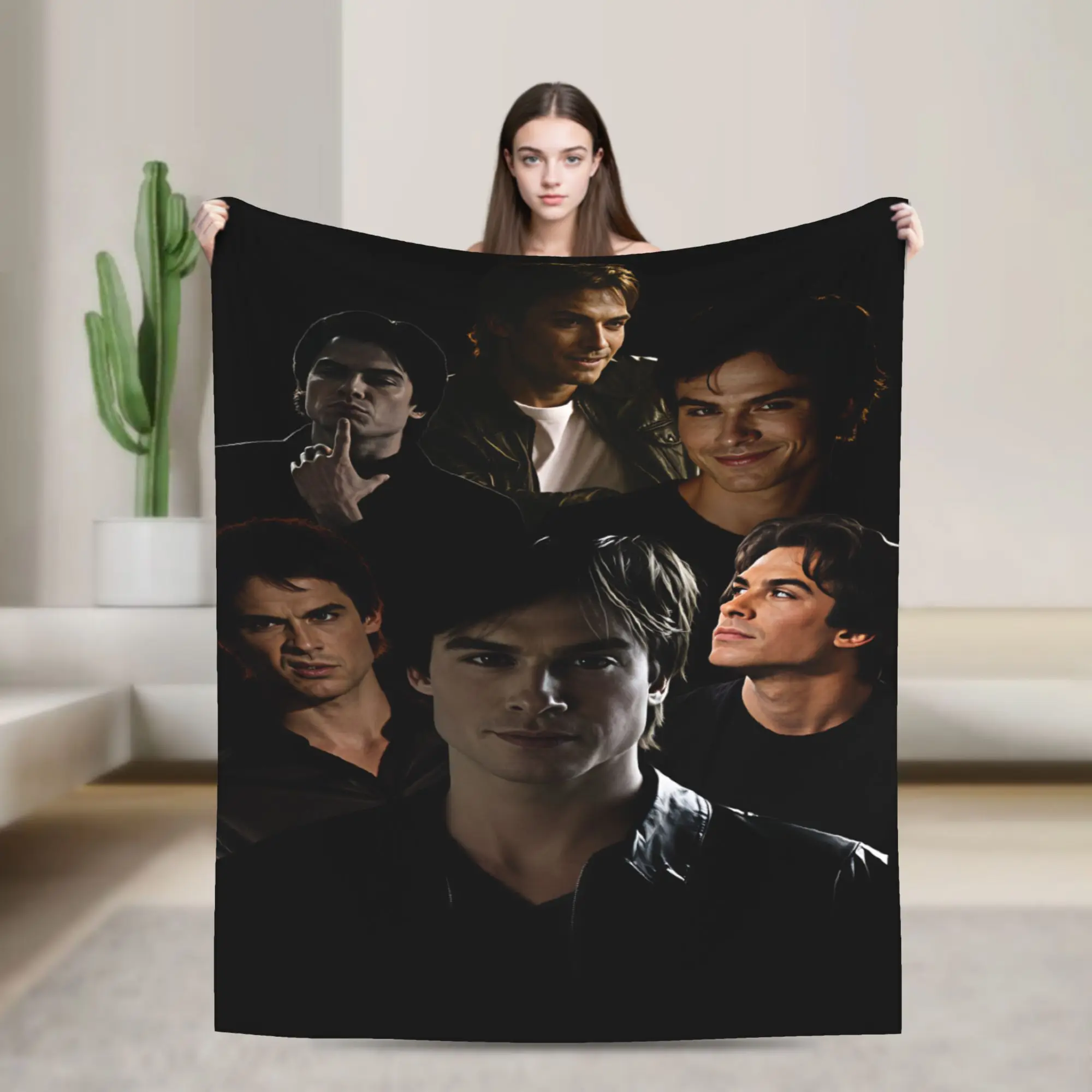 Damon Salvatore TVD Character Group Blanket Quality Soft Warm  Throw Blanket Winter Airplane Travel Home Decor Bedspread