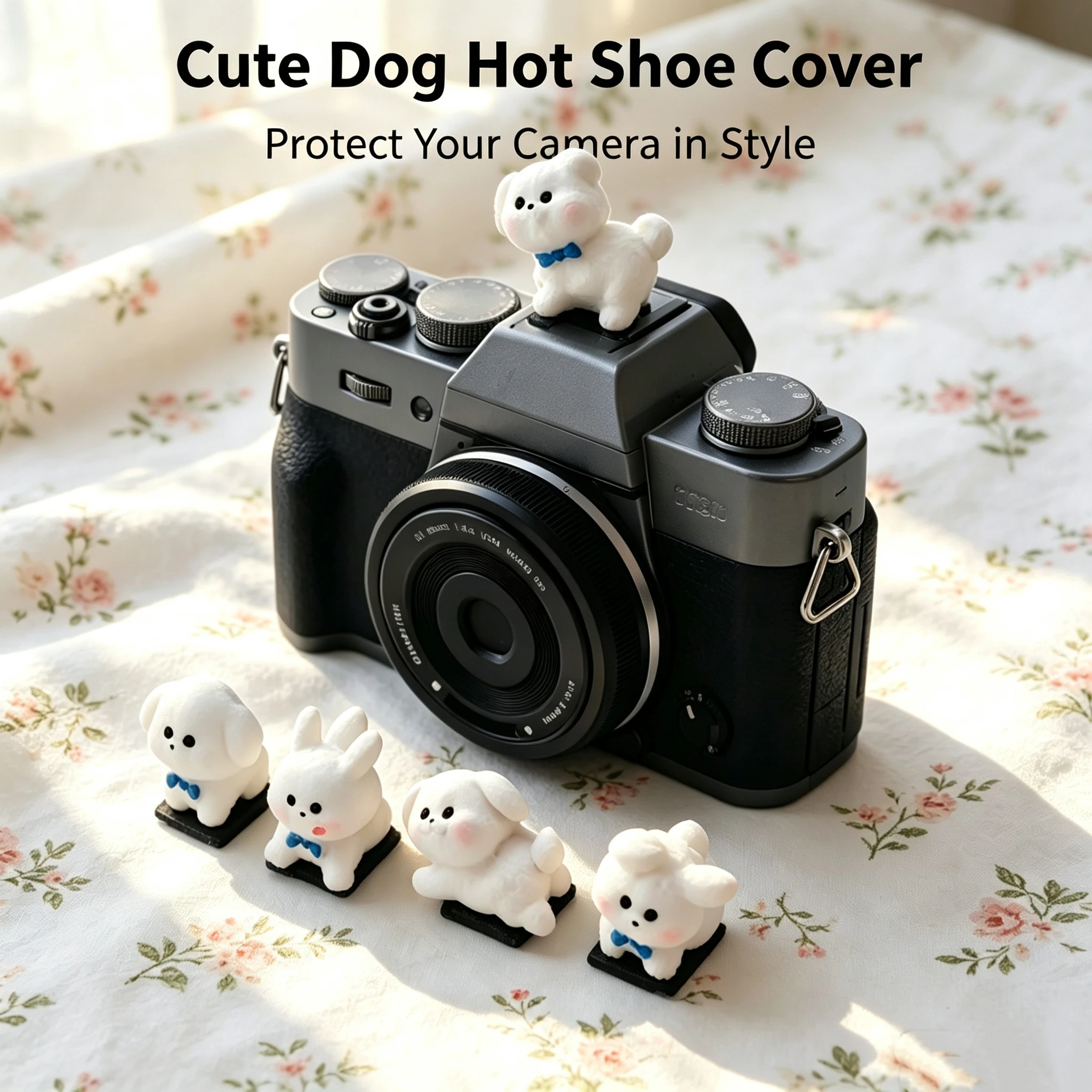 Cute Happy Dog Series Hot Shoe Cover for Leica Q2 Fuji X100V X-T5 Sony ZV-1 Canon EOS R5 Nikon Z5 Camera Accessories view 2
