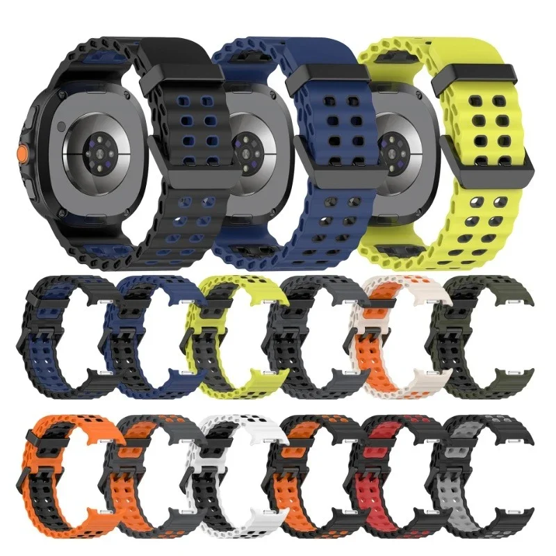 Морской ремешок для Samsung Galaxy Watch 8 Classic 46 мм, спортивный дышащий браслет Galaxy Watch 8, 40 мм, 44 мм, двухцветный силиконовый ремешок