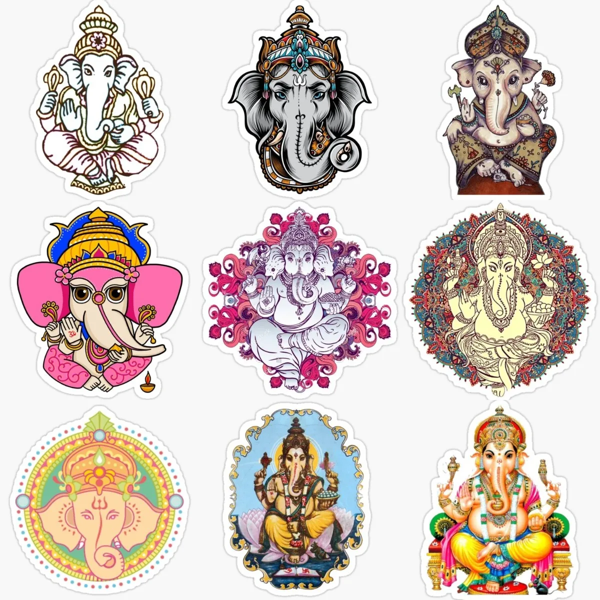 

Creative Indian Ganesha Elephant God PVC Waterproof Stickers for Window Motorcycle Car Laptop Camper Van Wall Decal Accessories