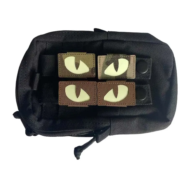 Cat Devil's Eyes Badges Clothes Sticker Glow in Dark, Combat Ranger Applique Tactical Equipment Hook and Loop Patch Glow in Dark view 6