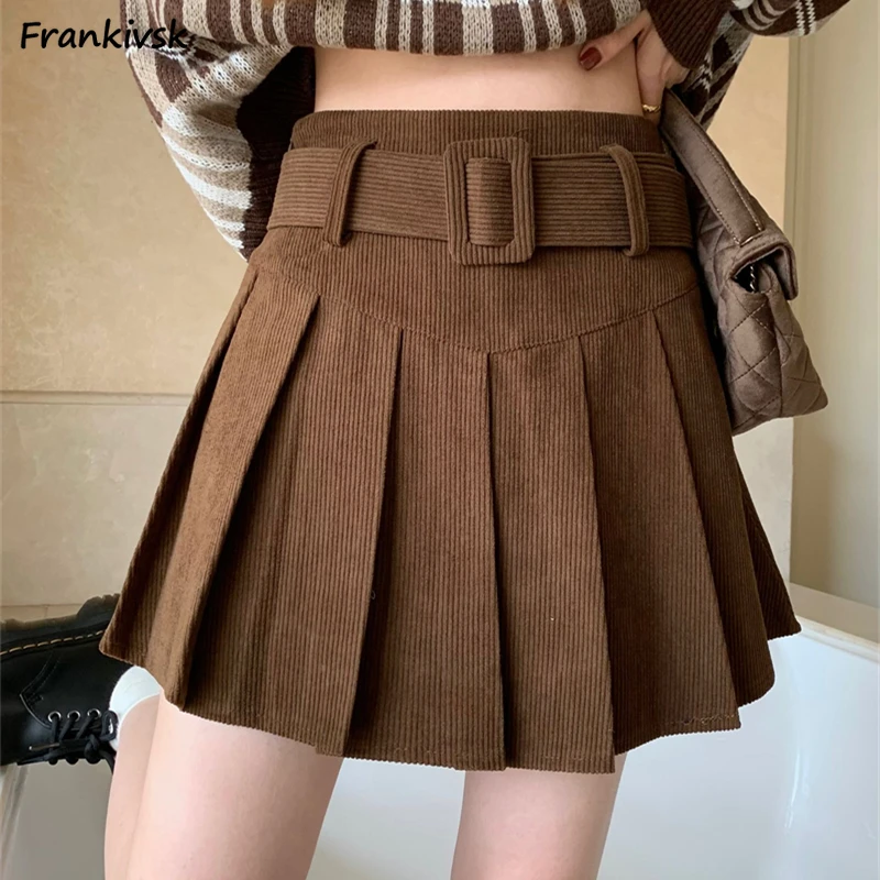 S-5XL Skirts Women Pleated Solid All-match Simple Y2k Elegant Leisure Students Youthful Vitality Bright Retro Trendy Streetwear