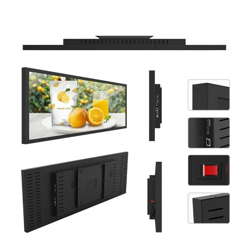 Factory Price Retail Store Shelves Screen Stretched Bar LCD Display Supermarket Advertising Kiosks Digital Signage Made Metal