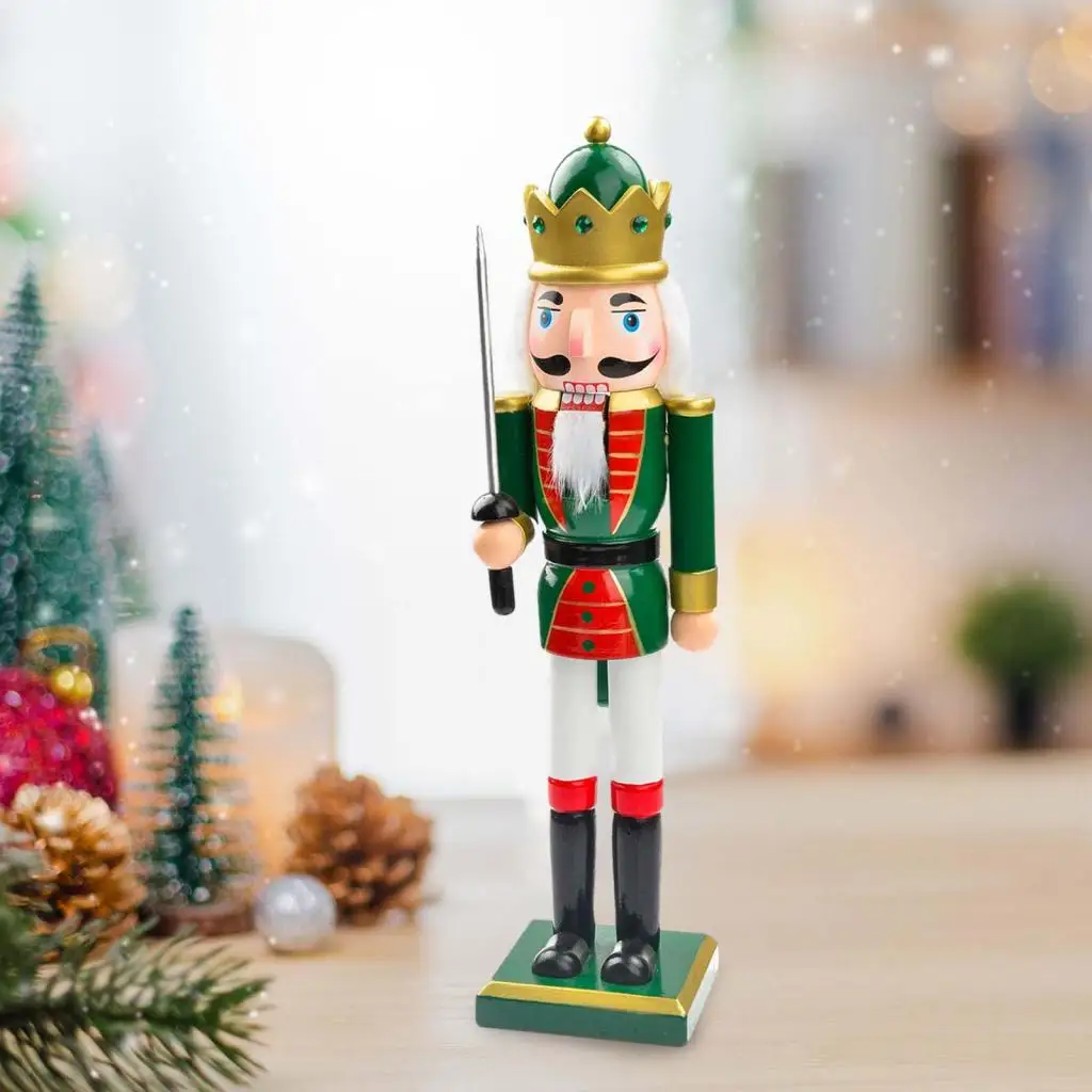 25cm Wooden Christmas Nutcracker Figurine Decorative for House Warming Party