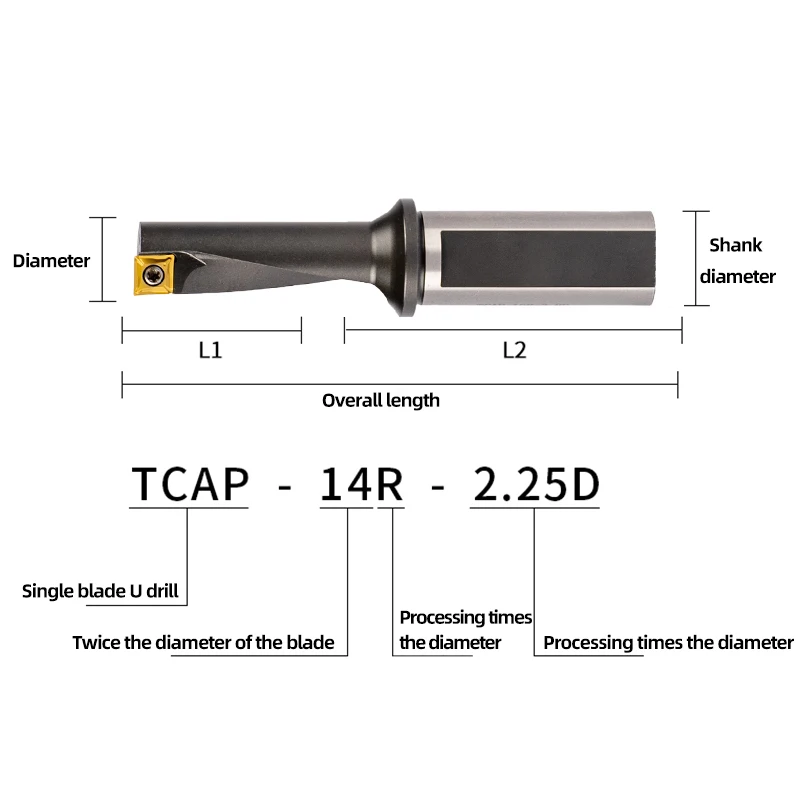 كاكاروت الأسود TCAP U الحفر 2.25D ثلاثية الأبعاد XCMT إدراج متعددة الوظائف الحفر حفرة صغيرة سريعة الحفر عنيف أدوات الحفر تحول بار