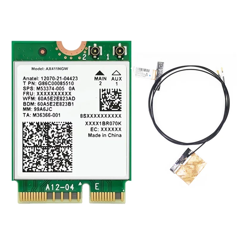 N35R_DU For Intel AX411 WiFi Card+Antenna for Laptop/PC Win10/11-64Bit