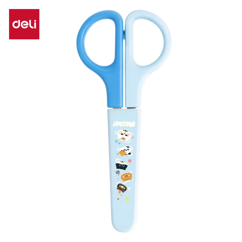 Deli 6021/6021A gekleurde schaar voor studenten, 126 mm, met ronde, veilige, roestvrijstalen mes, geschikt voor gebruik op kantoor en op school, voor allerlei doe-het-zelfprojecten.