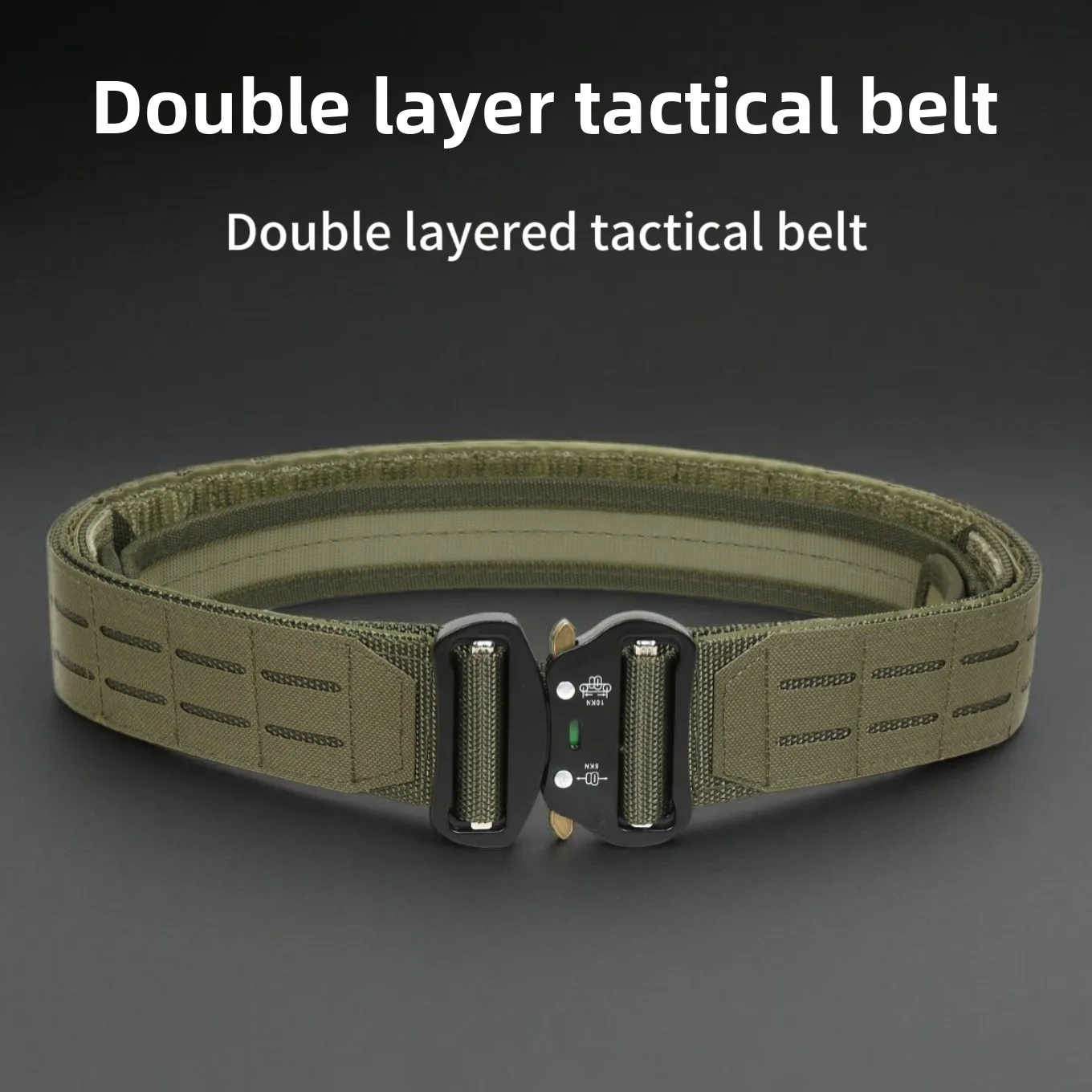 For Men Thickened Double Layer Outdoor Tactical Belt With Alloy Quick Release Buckle Military Style Sports Fitness Waist