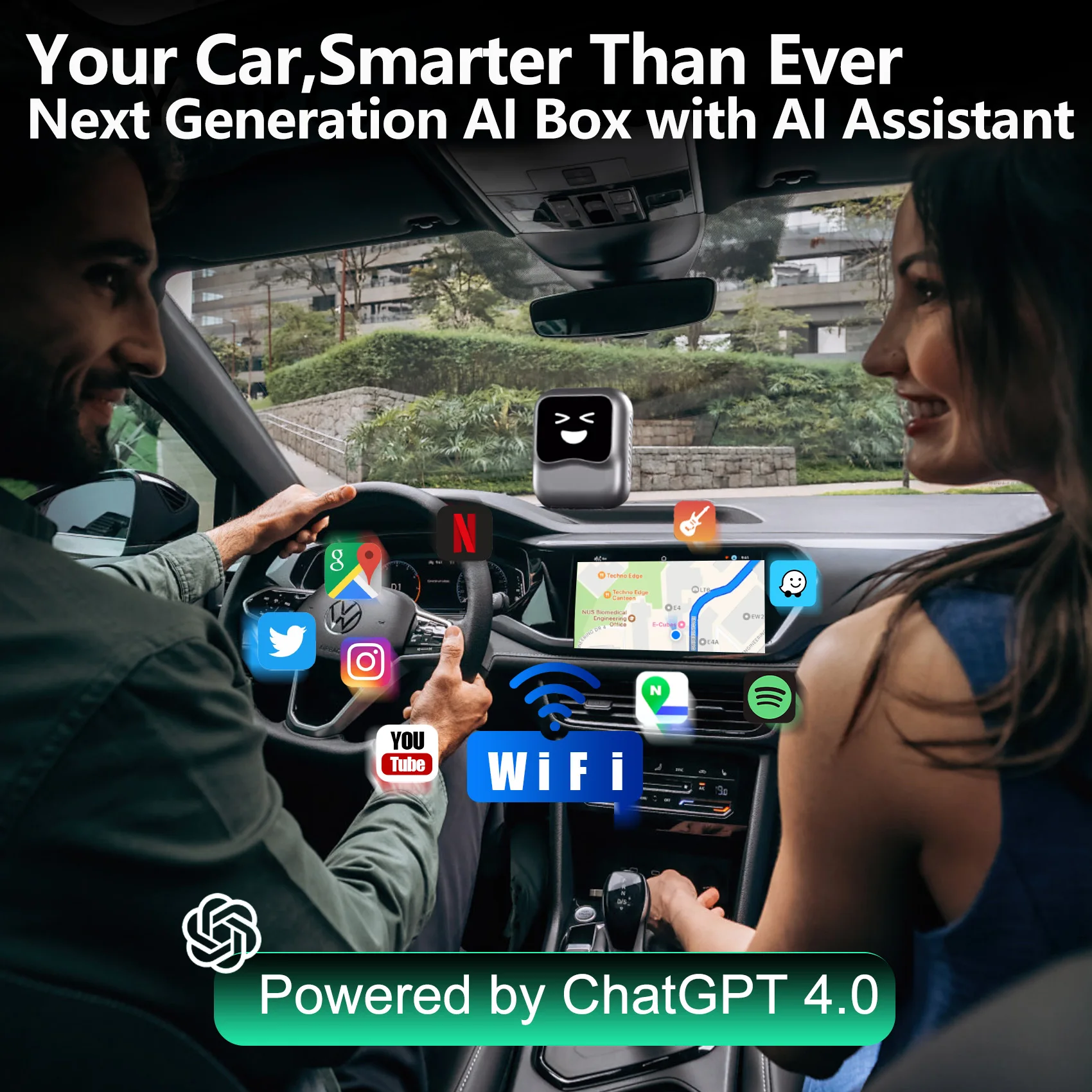 

Nano Wirelss Carplay Android Auto Adapter AI BOX Android 13 QCM6225 8+128G Voice Control for Netflix Play store Benz Audi Toyota
