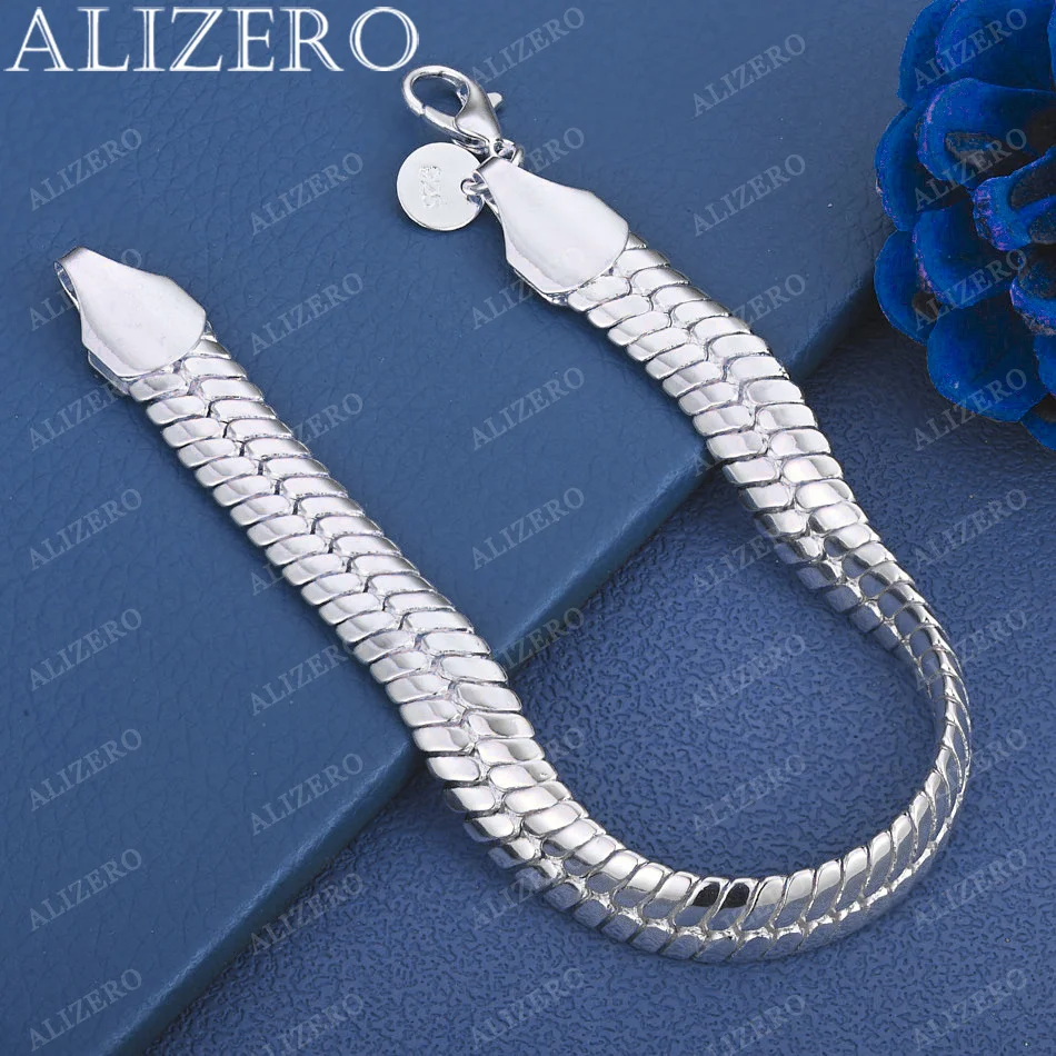 

Браслет-цепочка ALIZERO из стерлингового серебра 925 пробы, 10 мм, в виде змеиных костей, модные элегантные аксессуары, ювелирные изделия, подарки