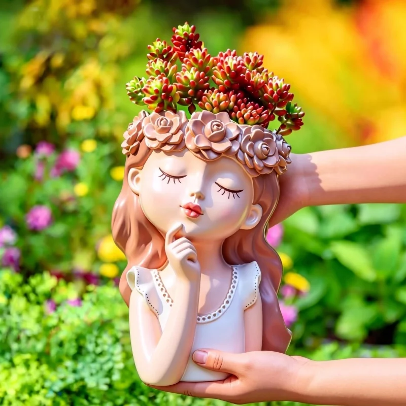 Contemplative Flower Fairy Vase Large Silicone Mold DIY Resin Gypsum Desktop Pot Plant Mold Home Decor Tool view 3