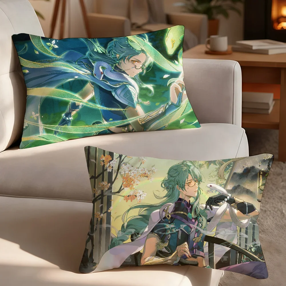 Baizhu Game Genshin Impact cushion cover Breathable Washable Decor Shell Pillowcase Zipper Sofa Office Lumbar Decoration