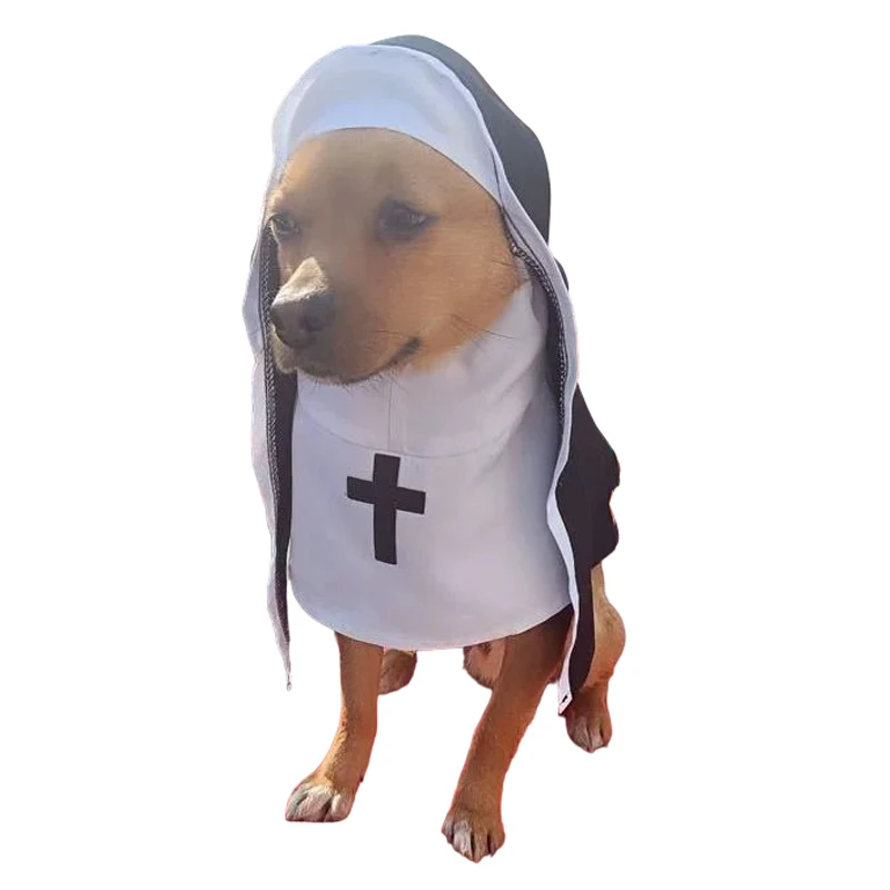 Funny Pet Cat Halloween Costumes Nun Cloak Pet Cosplay Dress Kawaii Pet Clothes Creative Pet Kitten Puppy Costumes Gifts