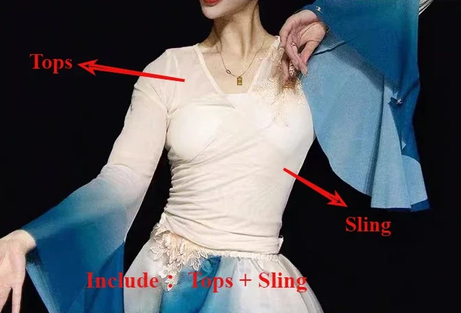 Traje de danza clásica, vestido de gasa de color degradado elegante y súper hada, falda ligera que fluye, traje de baile