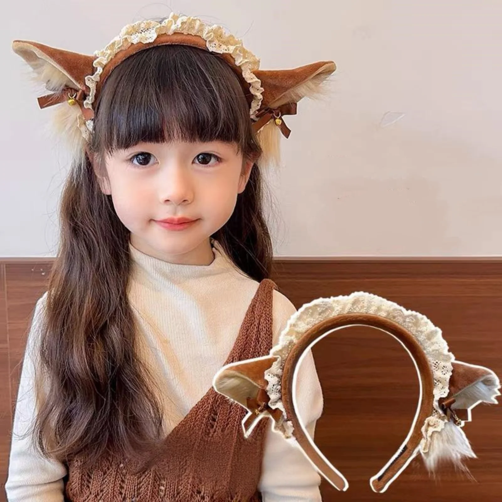 

1 шт., милый кружевной аксессуар для волос в стиле Лолиты в японском стиле с бантом, розовая, мягкая очаровательная повязка на голову с кошачьими ушками для стиля Nekomimi, ручная работа Hai