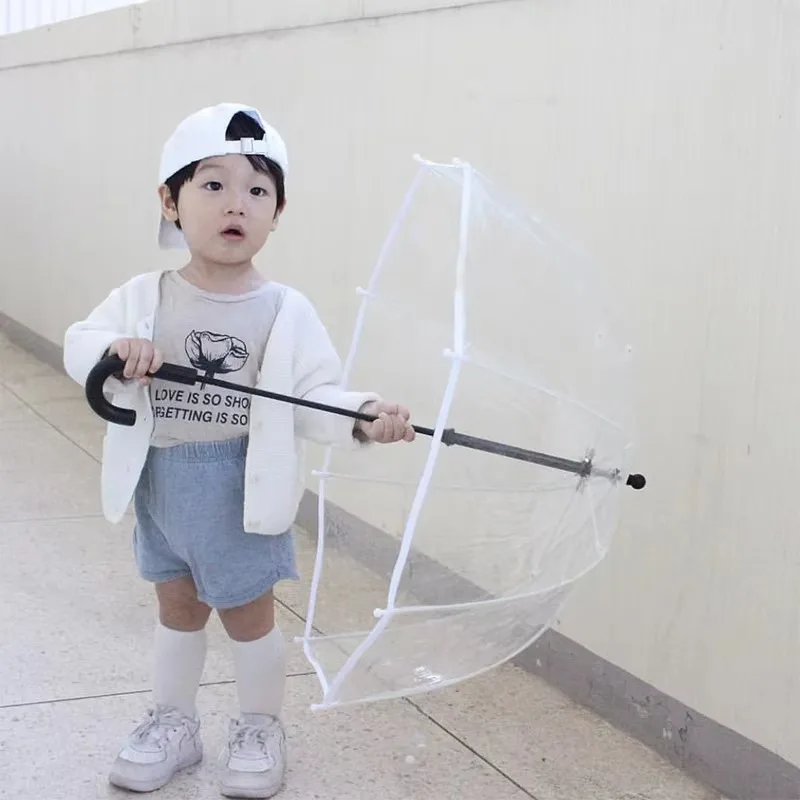 Lightweight windproof and rainproof polka dot umbrella Transparent toddler transparent bubble umbrella with dome canopy
