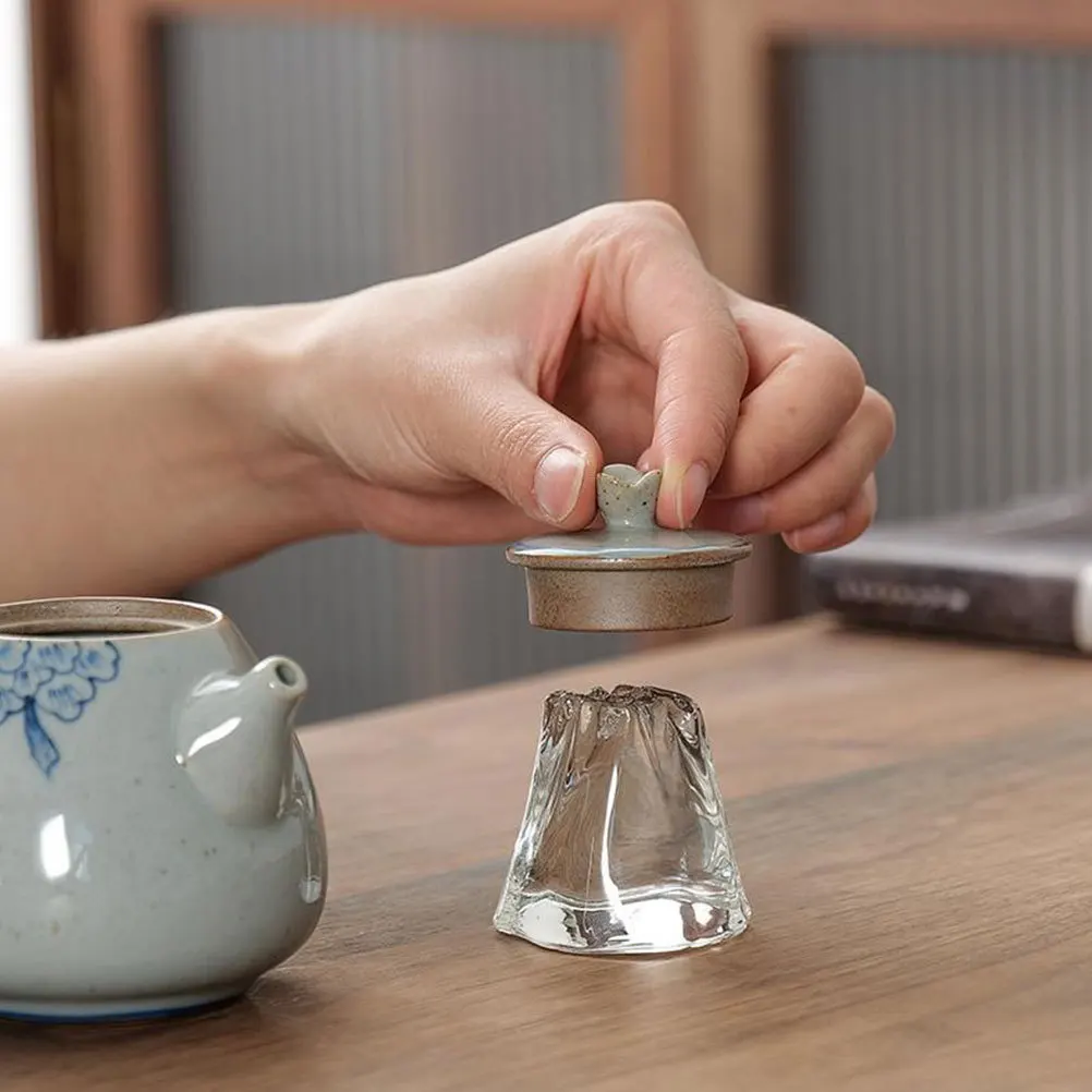 

Teapot Lid Holder Glass Decorative Tearoom Desktop Ornament Tea Bowl Lid Stand Multi-Functional Cover Holder