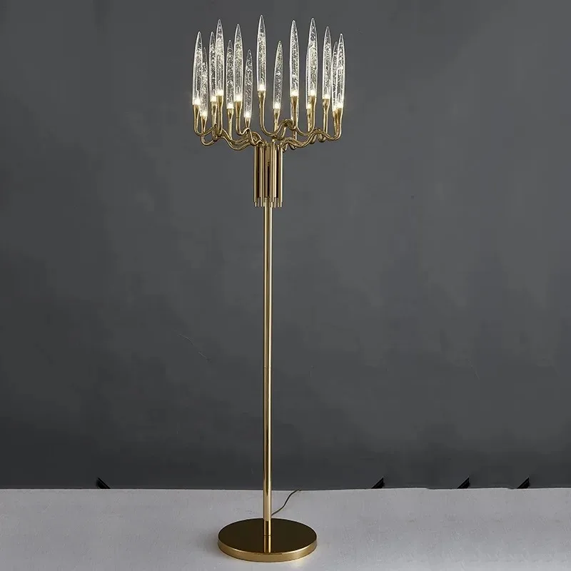 Modern Luxury Designer Iron Floor Lamp Light Emitting Diode Hotel Glass Bedside Bedroom Wedding Chandelier