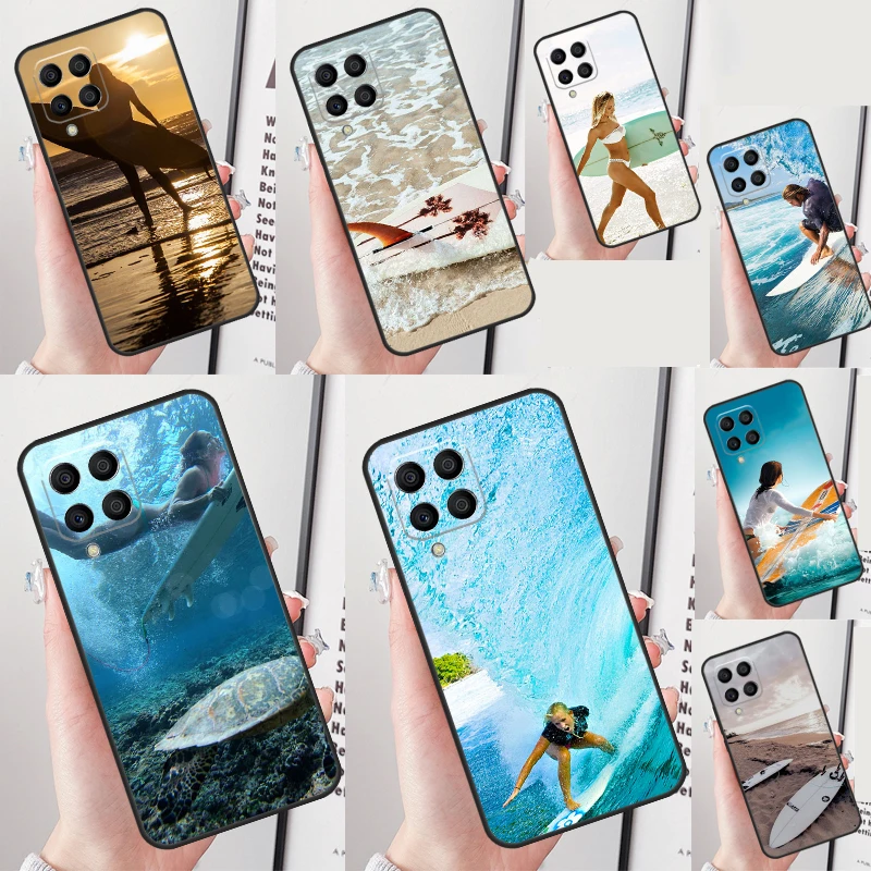 Beach Surf Board Ocean Waves For Samsung Galaxy M12 M13 M14 M15 M35 M55 M34 M54 M33 M53 M21 M31 M11 M32 M52 M06 M16 Case