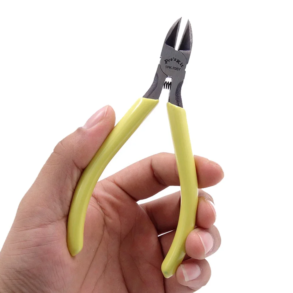 Pro'sKit – pince coupante diagonale jaune en acier à haute teneur en carbone, outils manuels de coupe diagonale de précision (125mm)