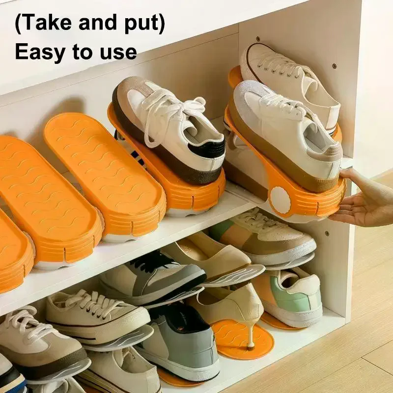 Space Saving Shoe Rack: Adjustable Double Layer Shoes Rack Slots Organizer Wardrobe Orderly Organization