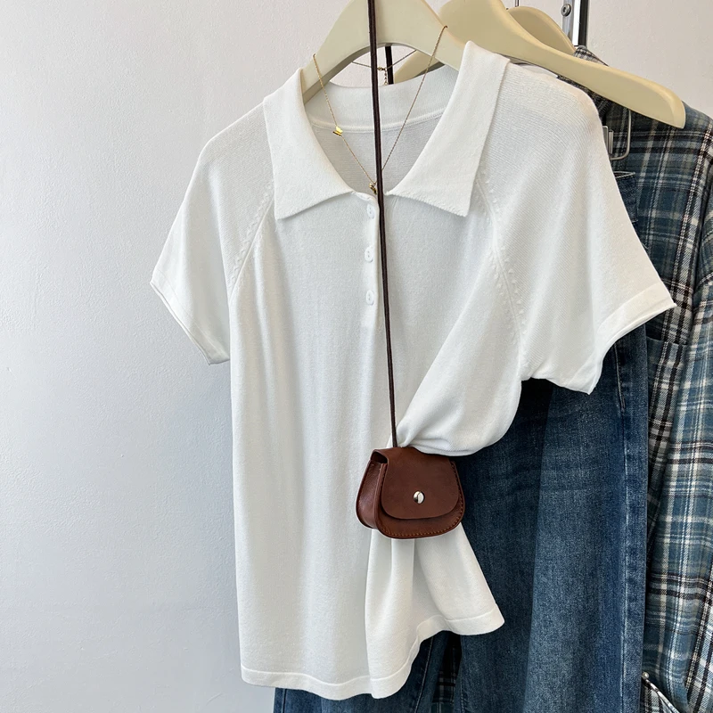 여성 니트 스웨터 풀오버 신상 긴팔 턴다운 칼라 니트 스웨터 풀오버 여성 상의 스웨터 Q2632