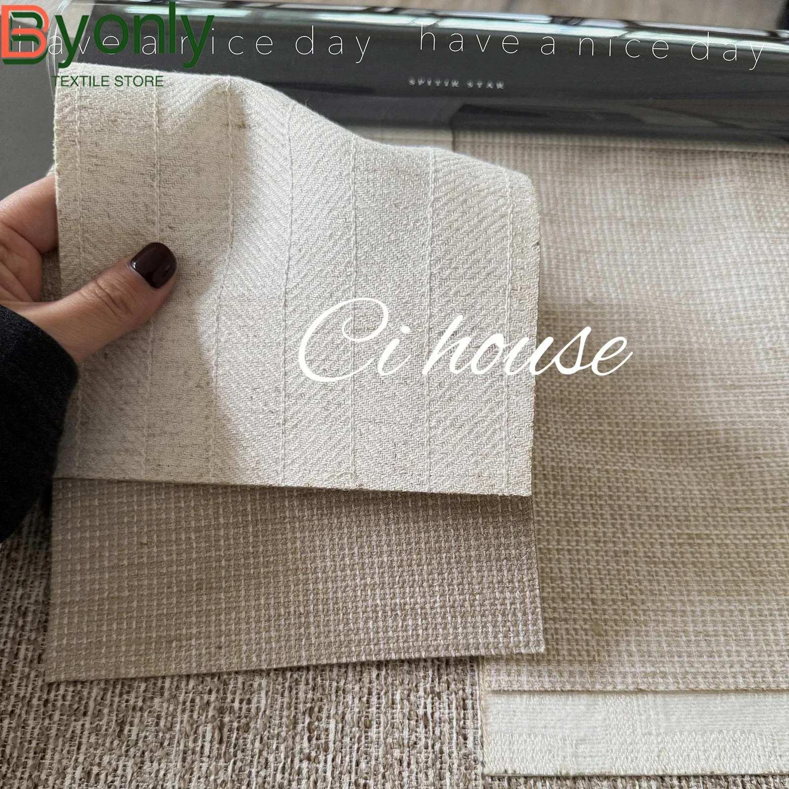 

Natural Linen Semi Shading Curtains for Texture Cotton Linen Living Room Bedroom Balcony Window Customized Finished Products