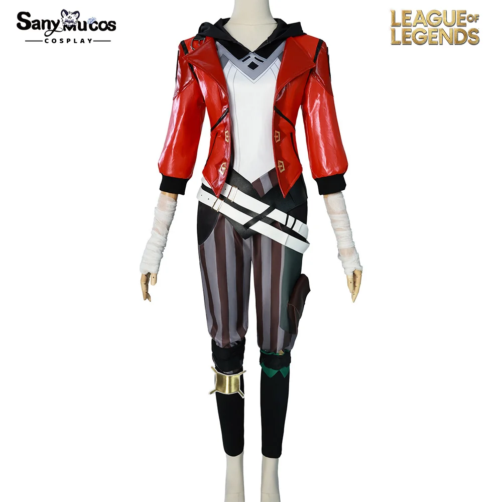 IN STOCK SanyMuCos Vi Red Leather Cosplay Costume Game League Of Legends Arcane Cosplay Plus Size Halloween Outfit