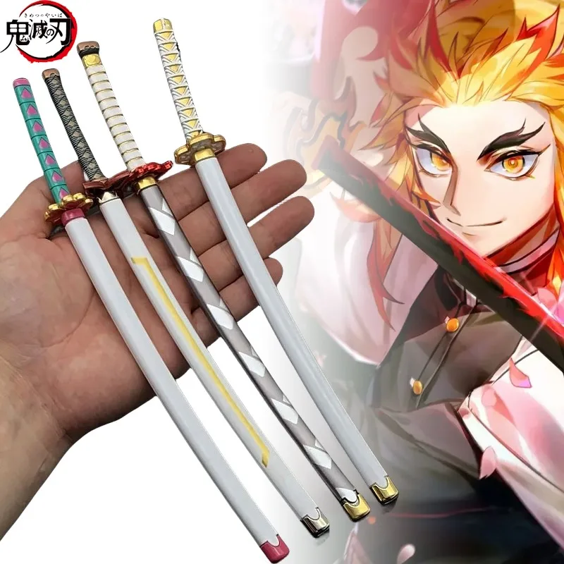 26cm Demon Slayer Katana Metal Sword Anime Kimetsu No Yaiba Rengoku Kyoujurou Ninja Knife Japanese Samurai Katana Kid Toy Gift