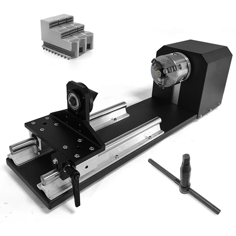 Rotary Engraving Attachment with Chucks Stepper Motors for Laser Engraving Cutting Machine Aluminum Alloy