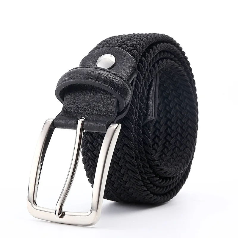 2Pieces Men High Quality Belt Luxury Fashion Explosion Braided Elastic Non porous And Women Pin Buckle Wholesale 100 110 120cm