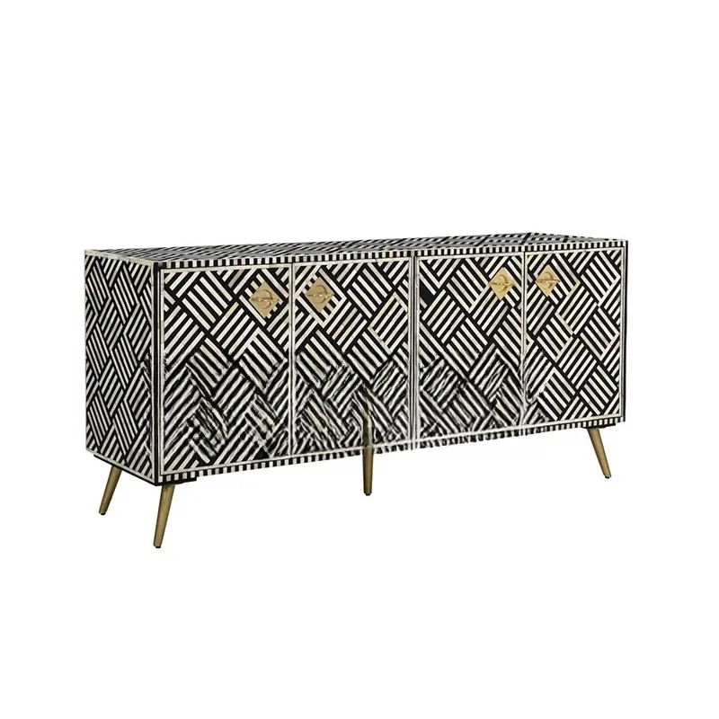 

American artificial hand-painted TV cabinet, Nordic light luxury neoclassical quality art furniture, complete storage cabinet