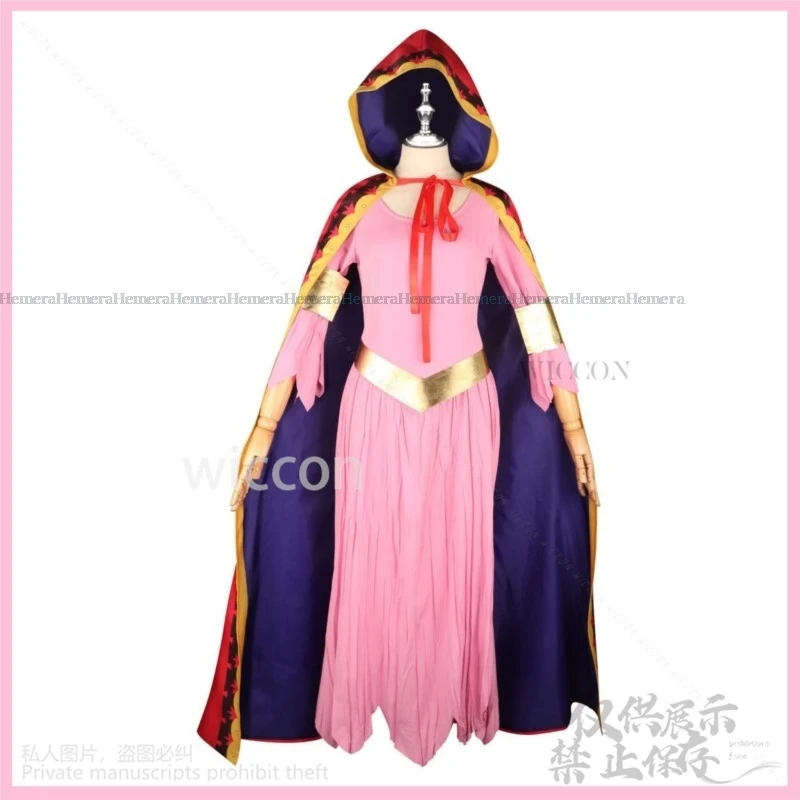 Anime nefertari d. Vivi Miss Cosplay Peruca de Traje para Mulheres, Vestido Rosa, Capa, Uniforme, Lolita, Sexy, Halloween, Conjunto Completo