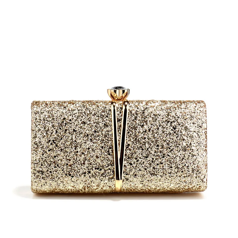 Metal Chain Evening Bags Sequined Prom Dinner Party Clutch Luxury Ladies Gift Mini Handbags For Wedding Party Female Handbags