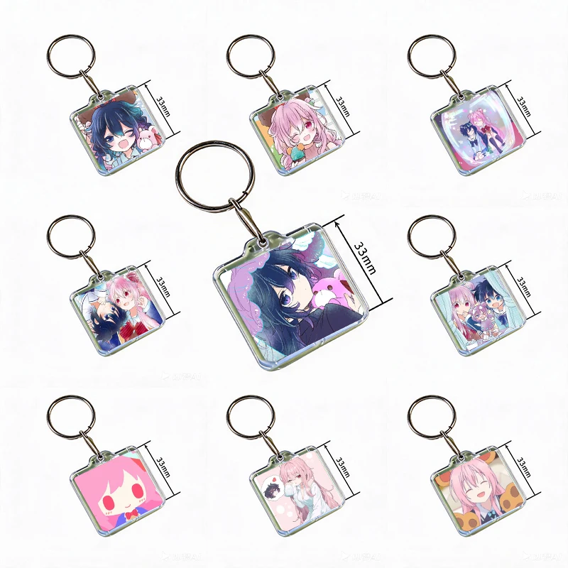 1PC Anime Happy Sugar Life Acrylic Keychain Handmade Hanging for Clothes Backpack Decoration Accessories Gifts with Friends