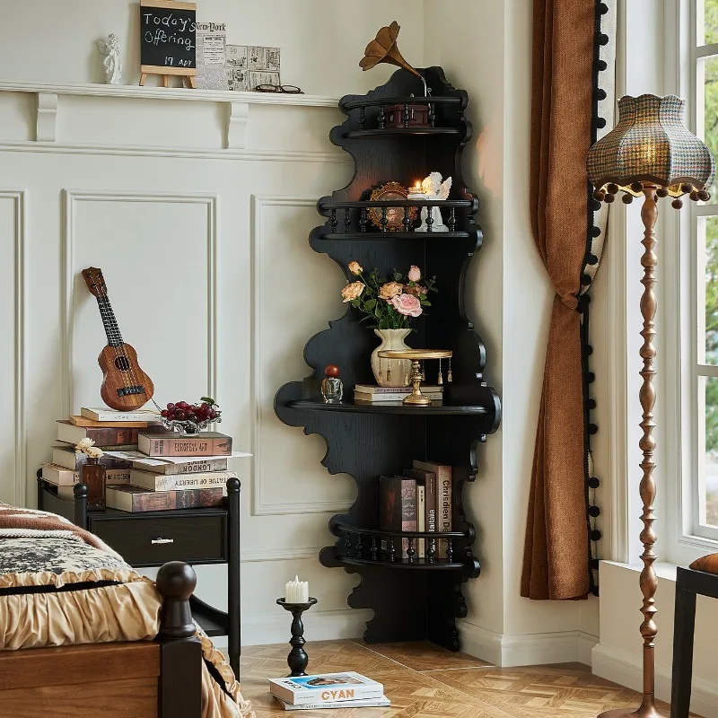Carved corner cabinet Aesthetic three-dimensional carved wood cabinet Home corner decorative storage integrated cabinet