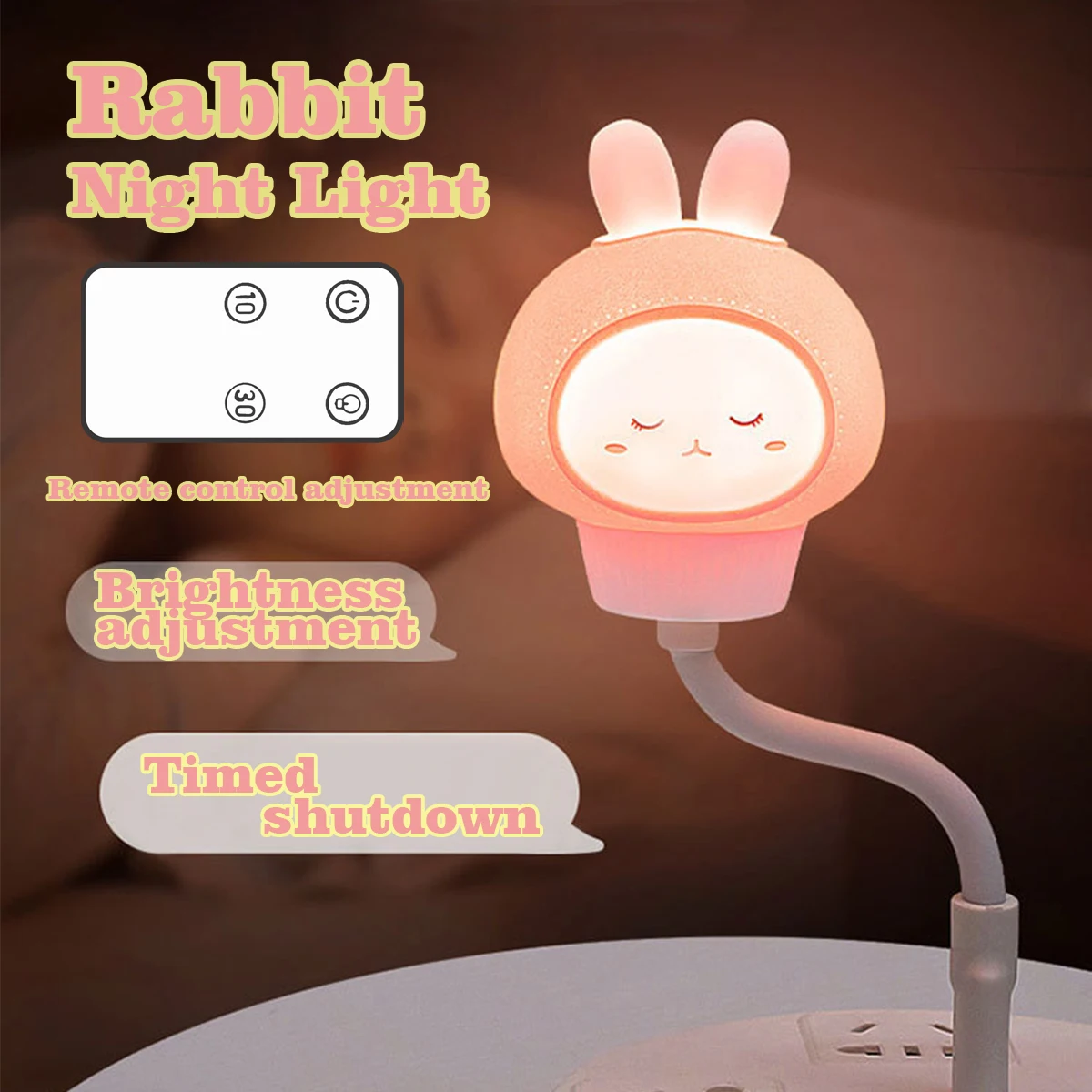 Cute USB Night Light LED Chlidren Cartoon Night Lamp Bear Chick Kitten Remote Control for Baby Kid Bedroom Decor Bedside Lamp