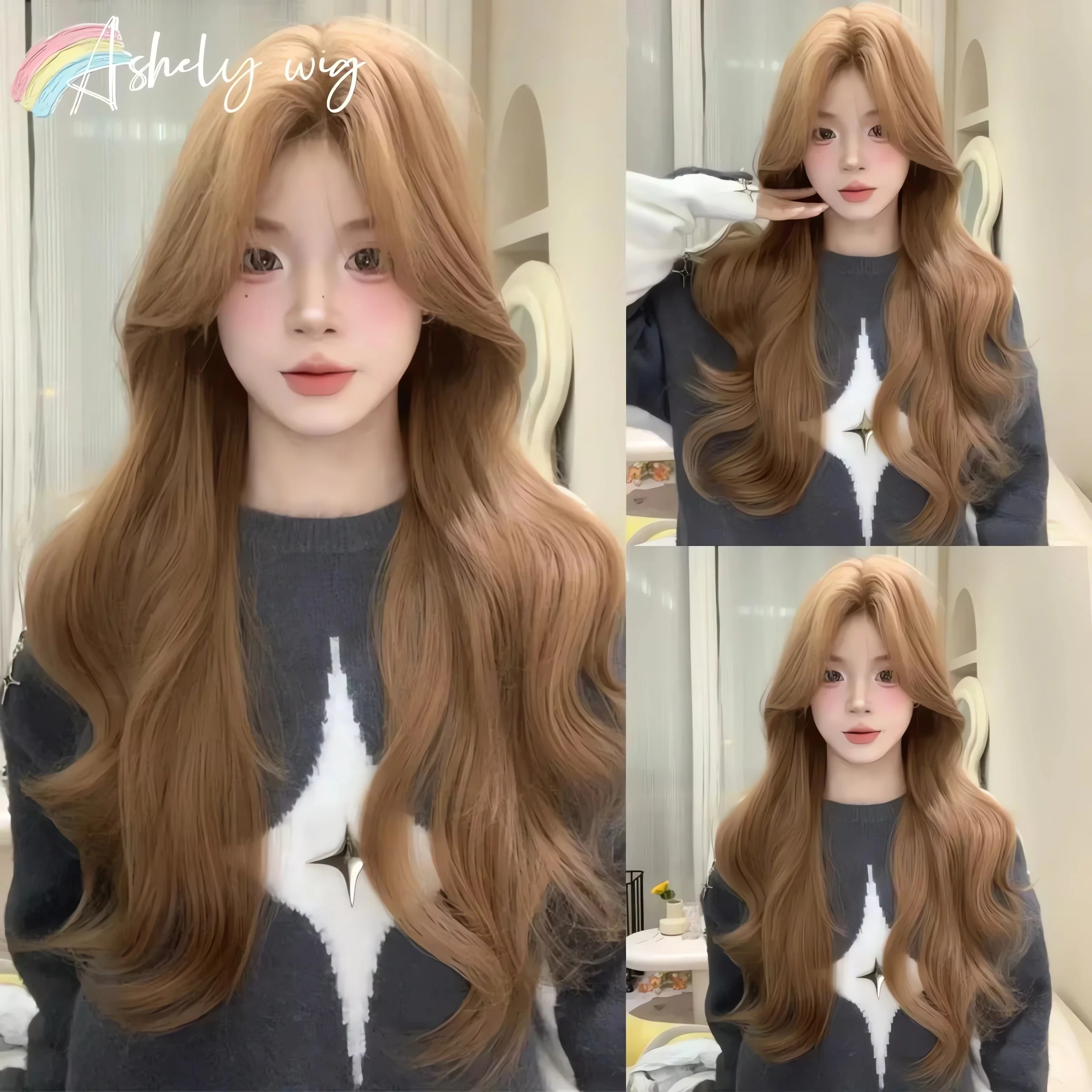 Ashely Wigs for Women Long Wavy Honey Brown Wig Lace Front 26inch Cospaly Body Wave Lace Front Wigs Synthetic Wig High Quality