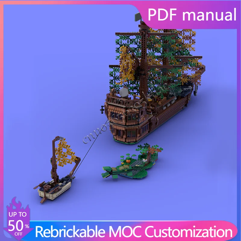 

2674 PCS Naturalists' Brig Double Masted Sailboat Modular Building Block Architecture Model Display Toy Assembly Christmas Gift