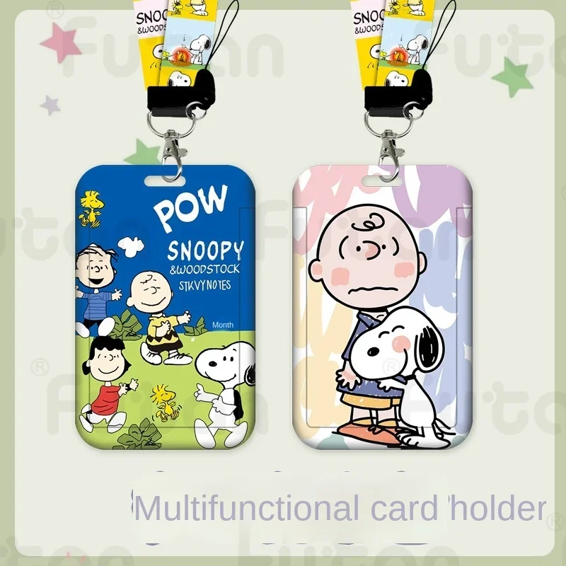 Snoopy Card Cases Hanging Neck Strap Card Holder Campus Kindergarten Meal Bus Kids ID Card Anime Cover Hold Holiday Cute Gift